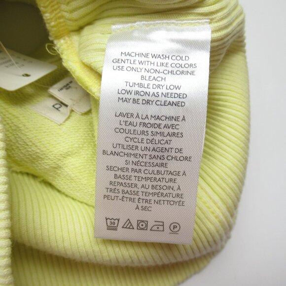 Anthropologie Pilcro Long-Sleeve Cropped Sweatshirt Yellow Chartreuse XS - Picture 7 of 9